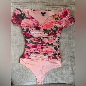 Off the shoulder mesh bodysuit